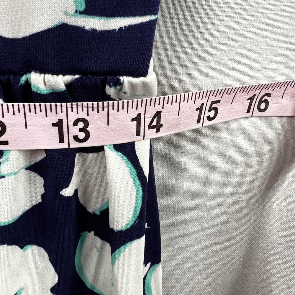 London Times Maxi Dress Large Navy Blue White Floral Sleeveless Scoop Neck - Picture 10 of 15